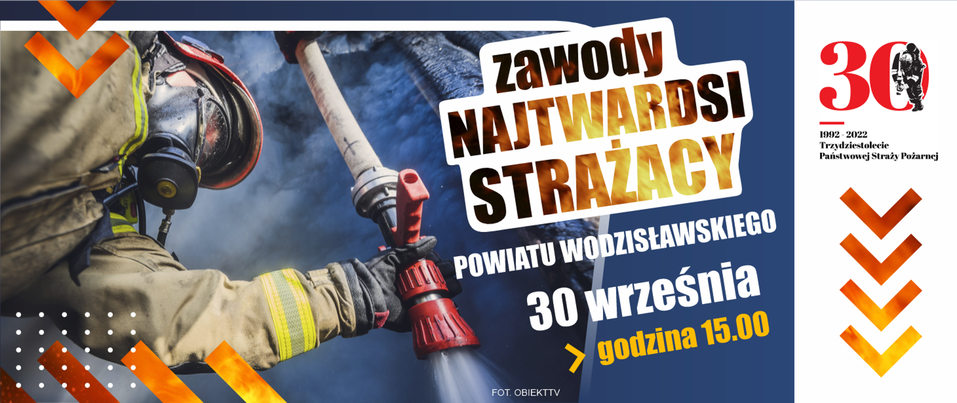 Baner reklamujący Zawody Najtwardsi Strażacy Powiatu Wodzisławskiego. 30 września 2022, godzina 15:00