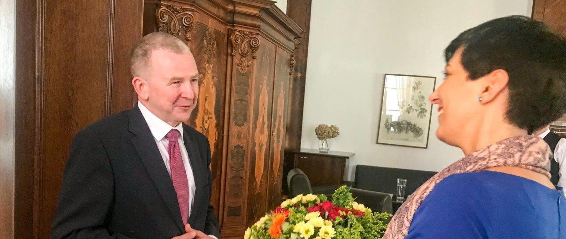Spotkanie Ambasadora RP z przewodniczącą Izby Poselskiej Markétą Pekarovą Adamovą