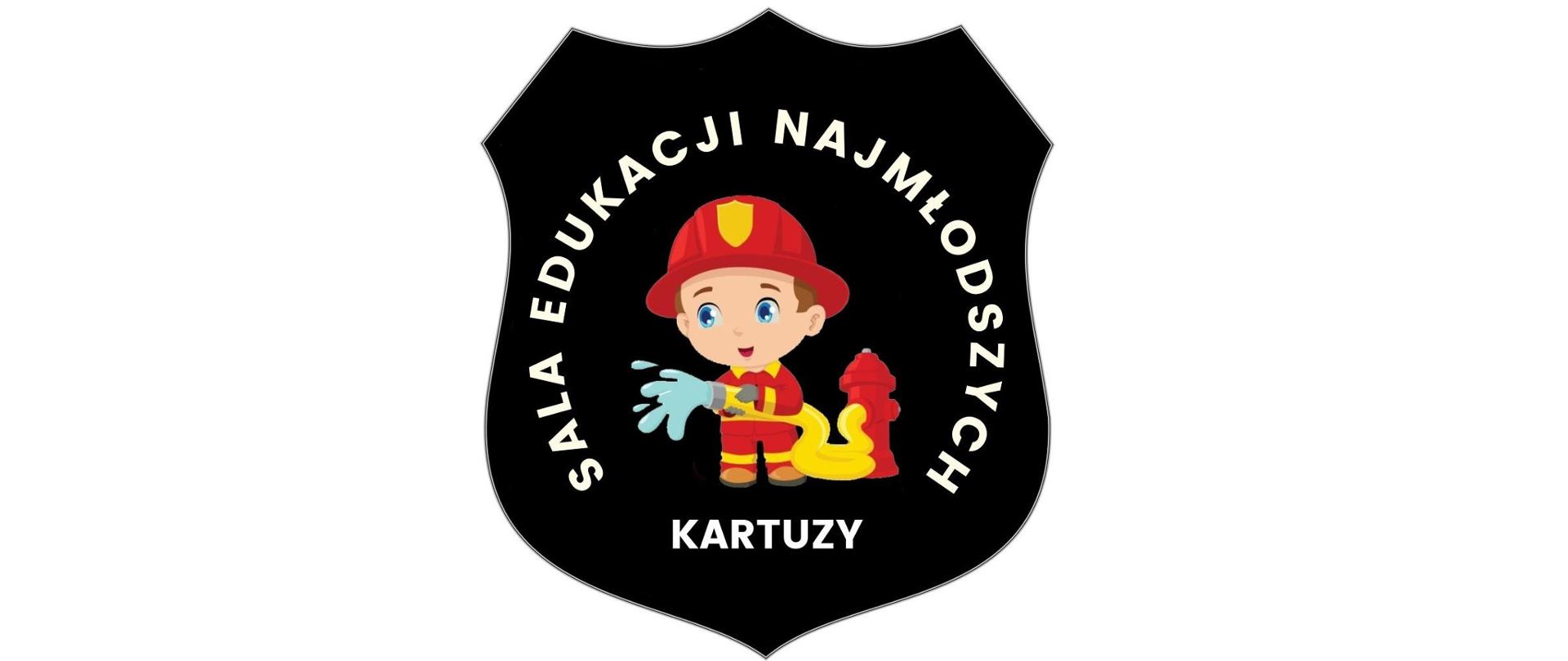 Logo przedstawiające małego chłopca w stroju strażaka. z opisem: Sala Edukacji Najmłodszych Kartuzy