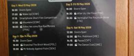 Plakat z Festiwalu Filmów Europejskich; program pokazów filmowych w ciągu czterech dni trwania festiwalu 13-16.2026; loga uczestników festiwalu; logo EU i Alliance Francaise