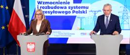Ministra klimatu i środowiska Paulina Hennig-Kloska oraz prezes Polskich Sieci Elektroenergetycznych Grzegorz Onichimowski
