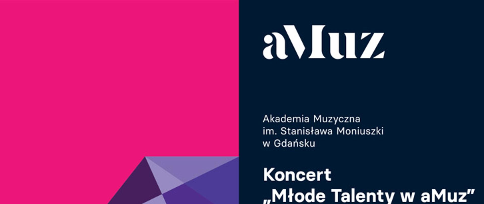 Plakat podzielony na dwie części. Lewa strona w kolorze ciemno różowym z połową diamenty w odcieniach niebieskich. Po prawej stronie znajdziemy informację o wykonawcach koncertu, którzy reprezentują najzdolniejszą młodzież szkół muzycznych I stopnia. Na samym dole plakatu logo Centrum Edukacji Artystycznej.