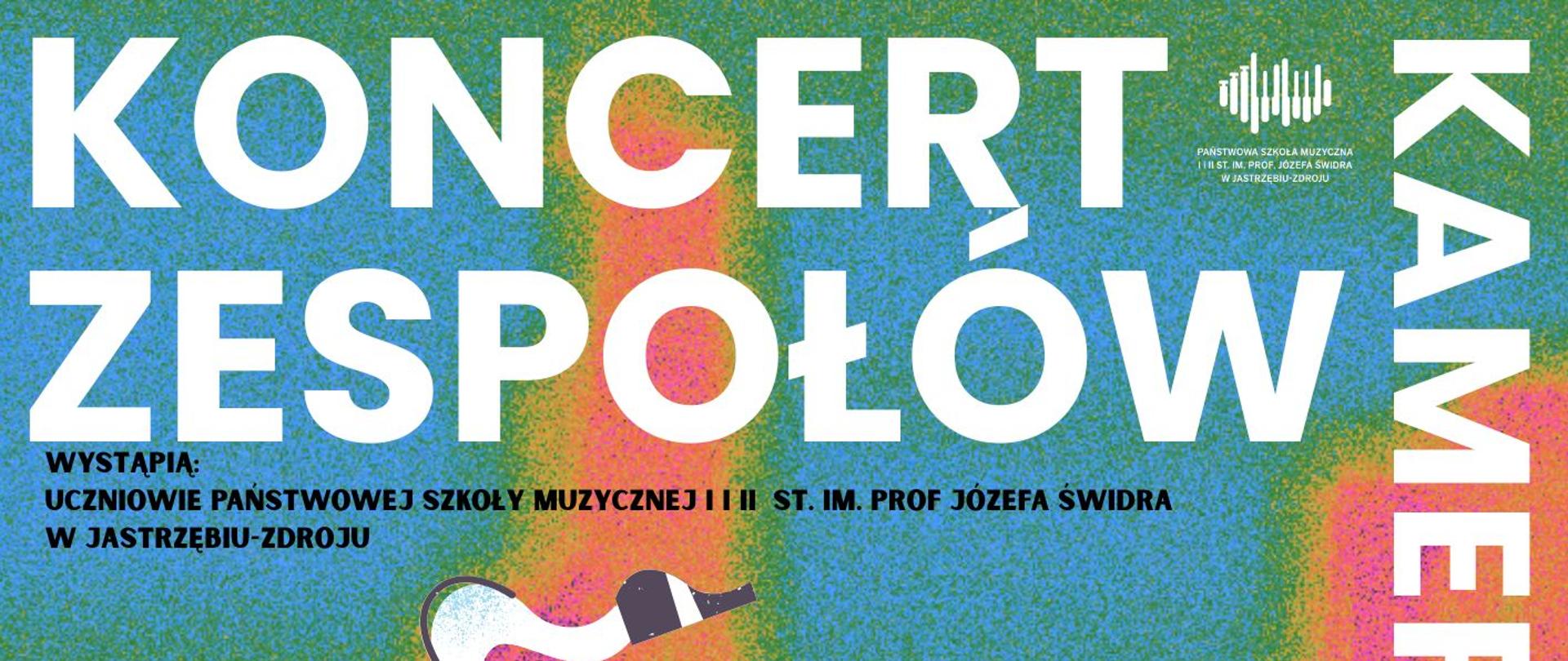 Plakat informacyjny dotyczący koncertu zespołów kameralnych odbywającego się w dniu 11.06.2025 o godz. 18.00. 