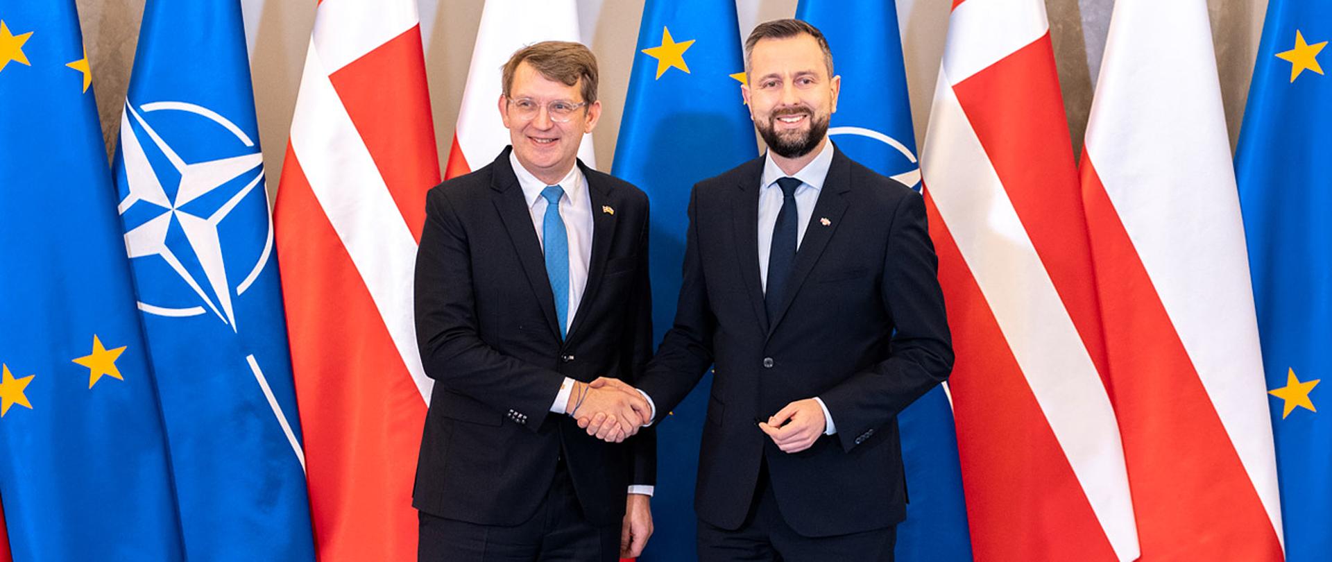 1 lutego 2024 r. w Warszawie, Władysław Kosiniak-Kamysz, wicepremier, minister obrony narodowej i Troels Lund Poulsen, wicepremier-minister obrony Danii spotkali się w ramach rozmów bilateralnych. Fot. Krzysztof Niedziela/CO MON