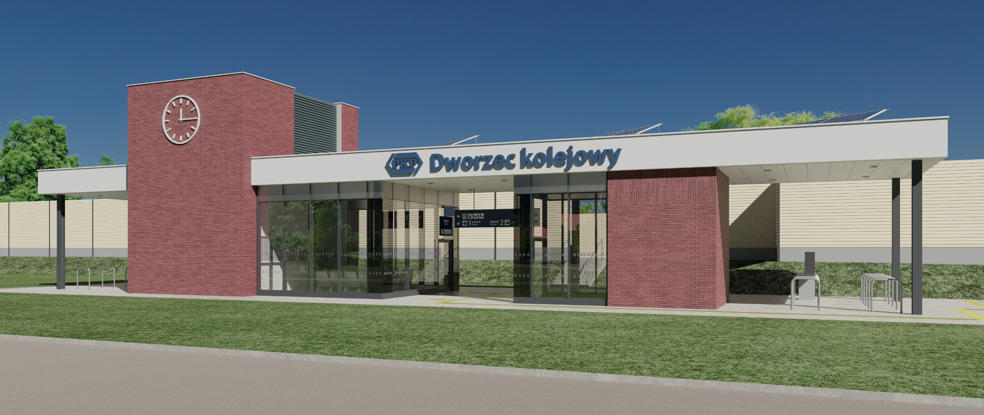 Wizualizacja dworca w miejscowości Chrzęsne.
