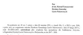 Skan decyzji ministra zatwierdzający Plan urządzenia lasu Nadleśnictwa Giżycko na lata 2017-2026.