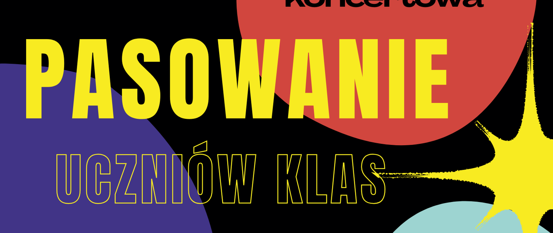 Na czarnym tle widać kolorowe, okrągłe plamy. Na środku umieszczony został tytuł wydarzenia, zapisany żółtą czcionką. Do góry podana jest data i miejsce wydarzenia. 