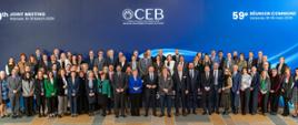 Uczestnicy 59. posiedzenia wspólnego Rady Administracyjnej i Rady Zarządzającej Banku Rozwoju Rady Europy w Warszawie. 