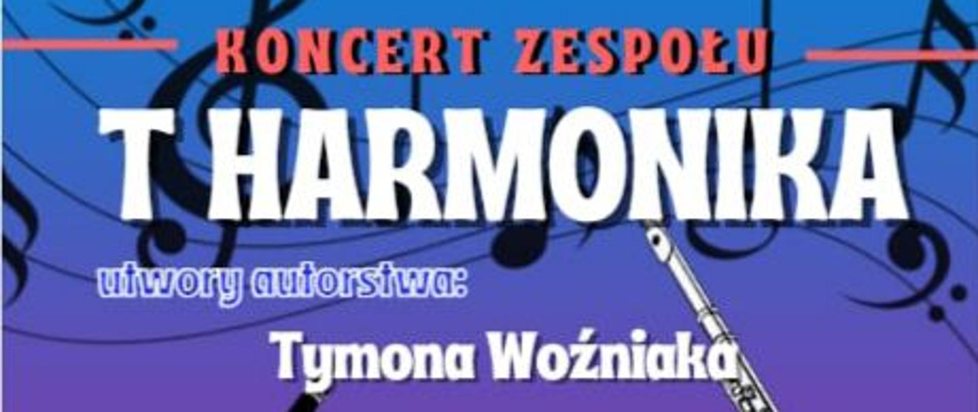 kolorowe tło na tle instrumentów napisy białe. termin koncertu wpisany w książkę czarną czionką. 