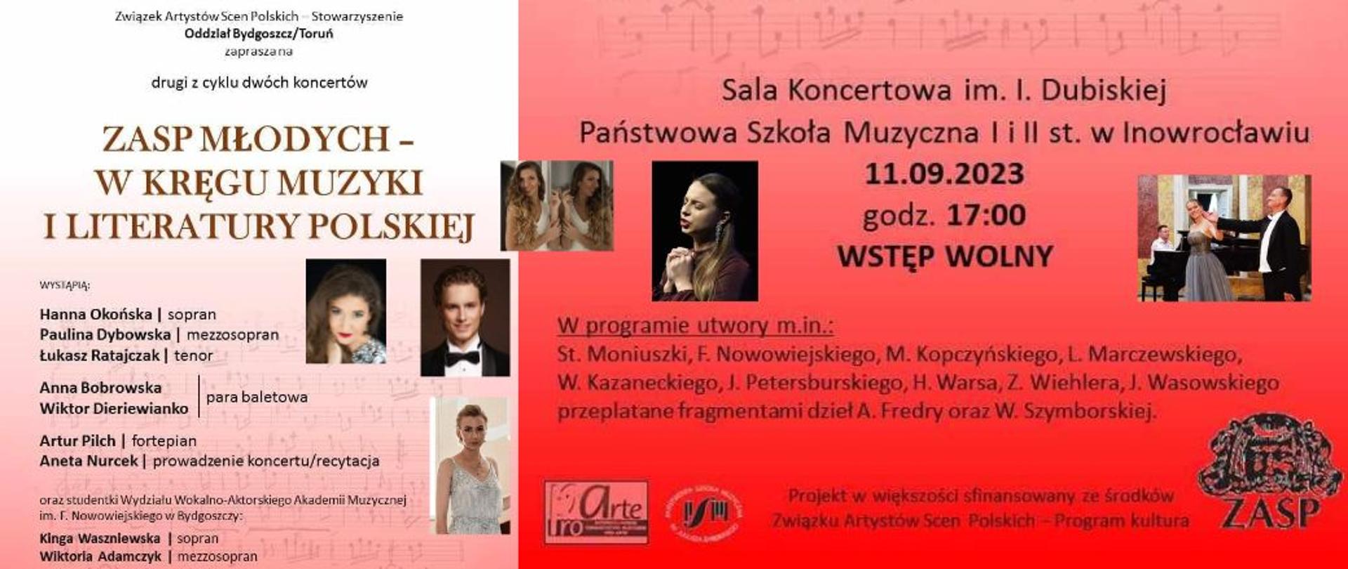 KONCERT 11.09.2023 Baner promujący wydarzenie. w tle biało czerwonym zdjęcia uczestników