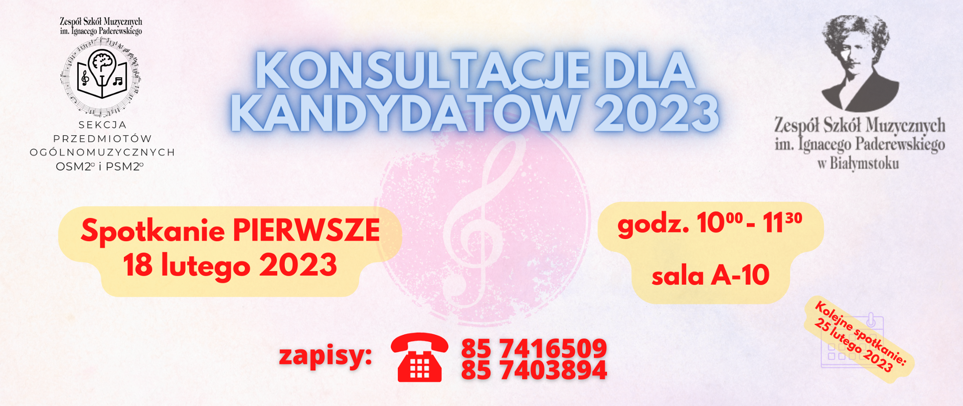 Infografika na temat pierwszego spotkania w ramach Kursu Konsultacyjnego dla kandydatów do szkół drugiego stopnia w ZSM w Białymstoku.